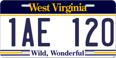 WV license plate 1AE120