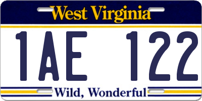 WV license plate 1AE122