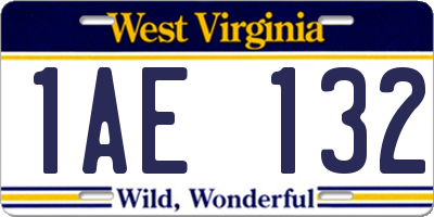 WV license plate 1AE132