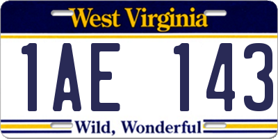 WV license plate 1AE143