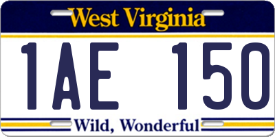 WV license plate 1AE150