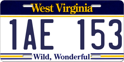 WV license plate 1AE153