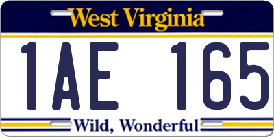 WV license plate 1AE165