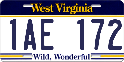 WV license plate 1AE172