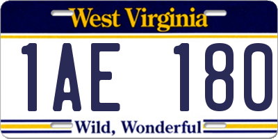 WV license plate 1AE180