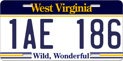 WV license plate 1AE186