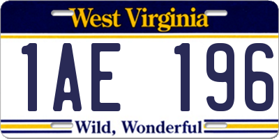 WV license plate 1AE196