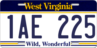WV license plate 1AE225