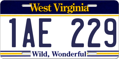 WV license plate 1AE229