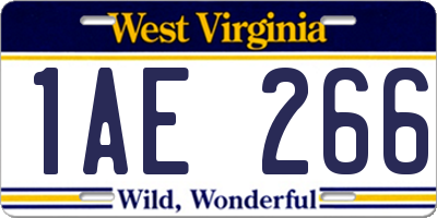 WV license plate 1AE266