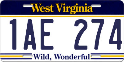 WV license plate 1AE274