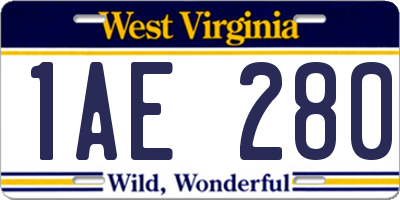 WV license plate 1AE280