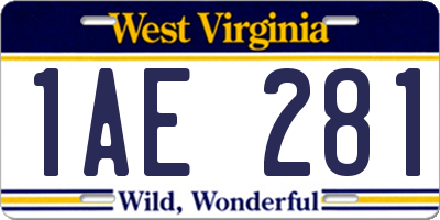 WV license plate 1AE281