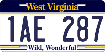 WV license plate 1AE287