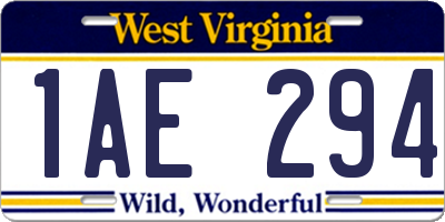 WV license plate 1AE294