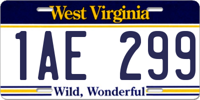 WV license plate 1AE299