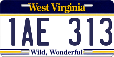 WV license plate 1AE313