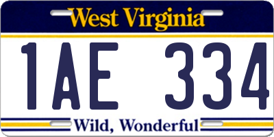 WV license plate 1AE334