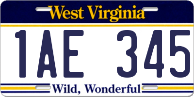 WV license plate 1AE345