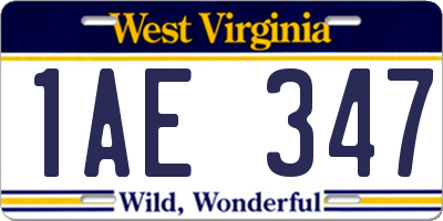 WV license plate 1AE347