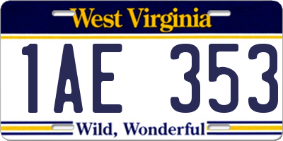 WV license plate 1AE353