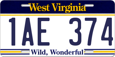 WV license plate 1AE374