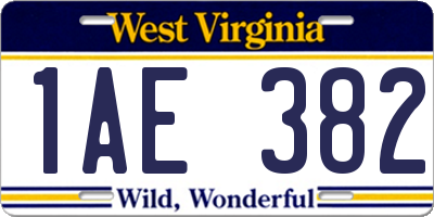 WV license plate 1AE382