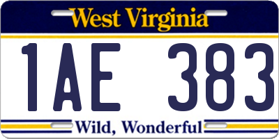 WV license plate 1AE383
