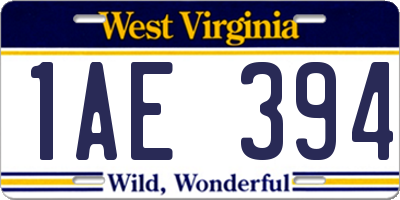 WV license plate 1AE394
