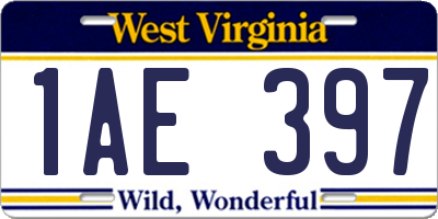 WV license plate 1AE397