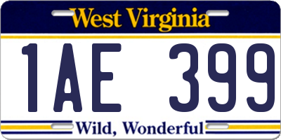 WV license plate 1AE399