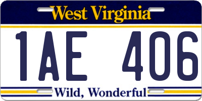 WV license plate 1AE406