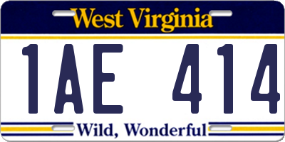 WV license plate 1AE414