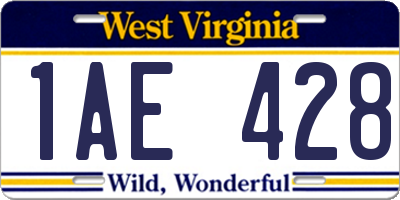 WV license plate 1AE428