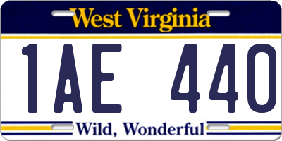 WV license plate 1AE440