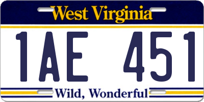 WV license plate 1AE451