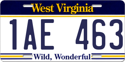 WV license plate 1AE463