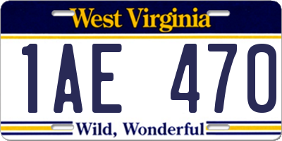 WV license plate 1AE470