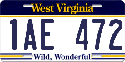 WV license plate 1AE472