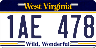 WV license plate 1AE478
