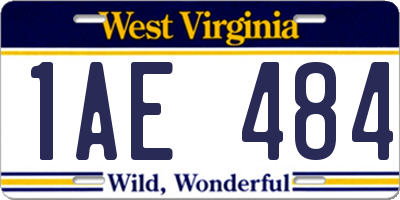 WV license plate 1AE484