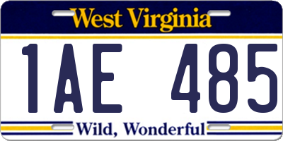 WV license plate 1AE485