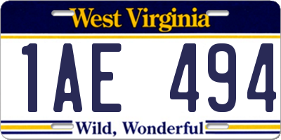 WV license plate 1AE494