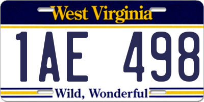 WV license plate 1AE498