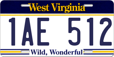 WV license plate 1AE512