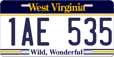 WV license plate 1AE535