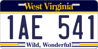 WV license plate 1AE541
