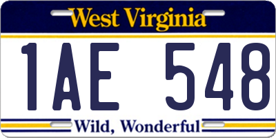 WV license plate 1AE548