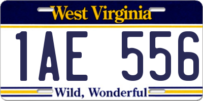 WV license plate 1AE556