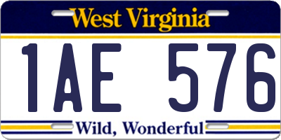 WV license plate 1AE576